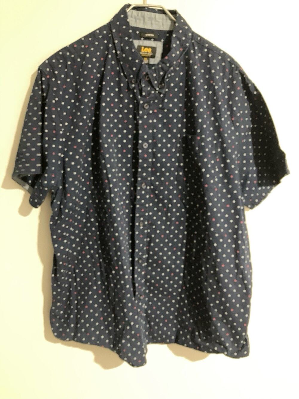 Lee Premium Select Men's Blue Patterned Short Sleeve Button Down Shirt, Size XXL